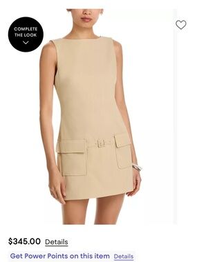 STAUD Beige Sleeveless Mini Dress with Belted Patch Pockets